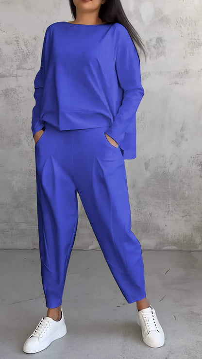 Ensemble de salon ample : Haut et pantalon oversize en maille douce