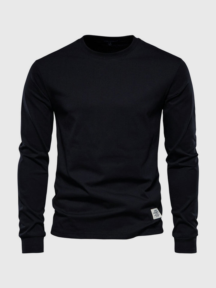 Chemise homme coton manches longues col rond