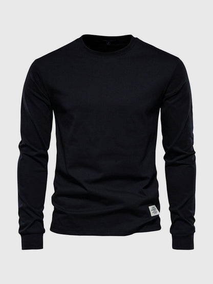 Chemise homme coton manches longues col rond