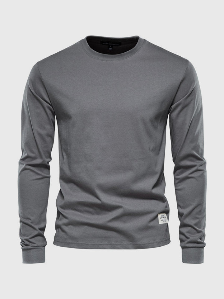 Chemise homme coton manches longues col rond