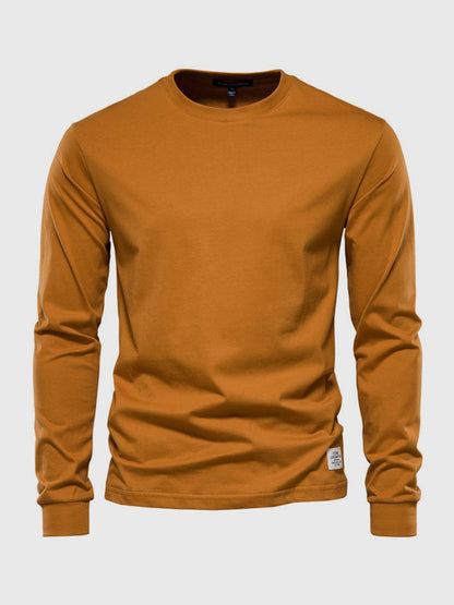 Chemise homme coton manches longues col rond