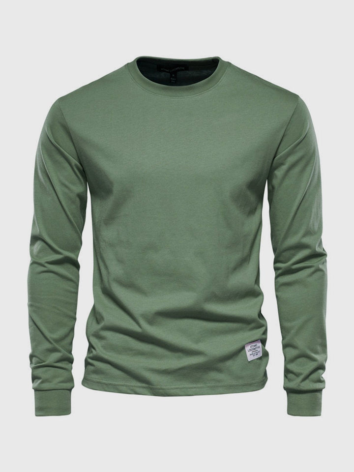 Chemise homme coton manches longues col rond