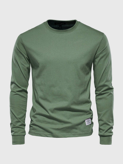 Chemise homme coton manches longues col rond