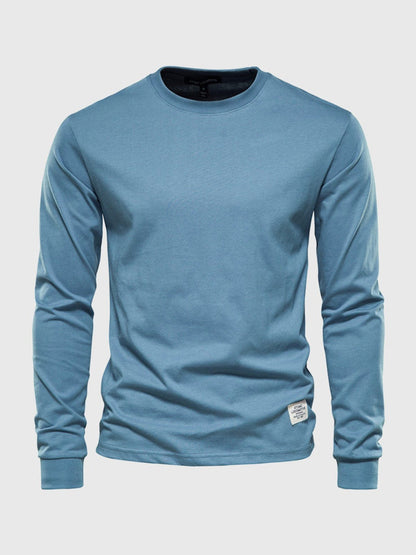 Chemise homme coton manches longues col rond