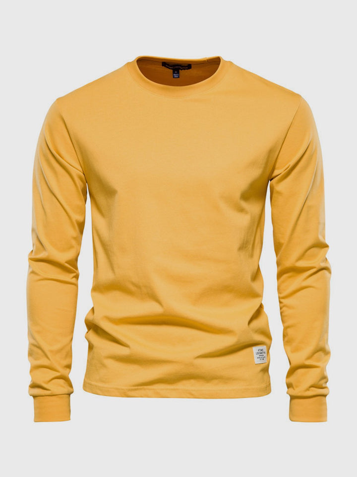 Chemise homme coton manches longues col rond