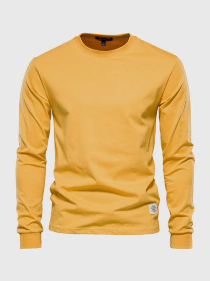 Chemise homme coton manches longues col rond