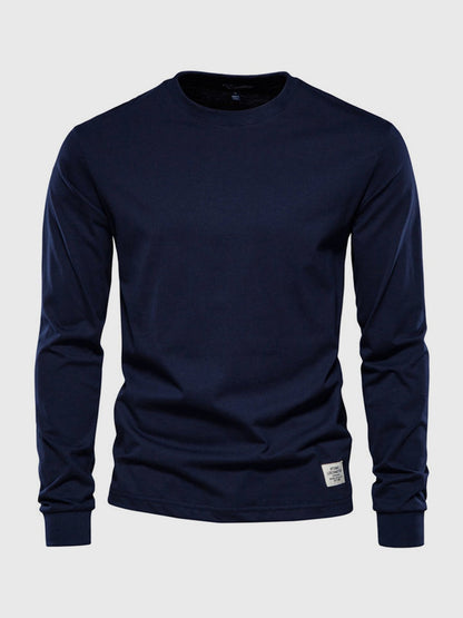 Chemise homme coton manches longues col rond