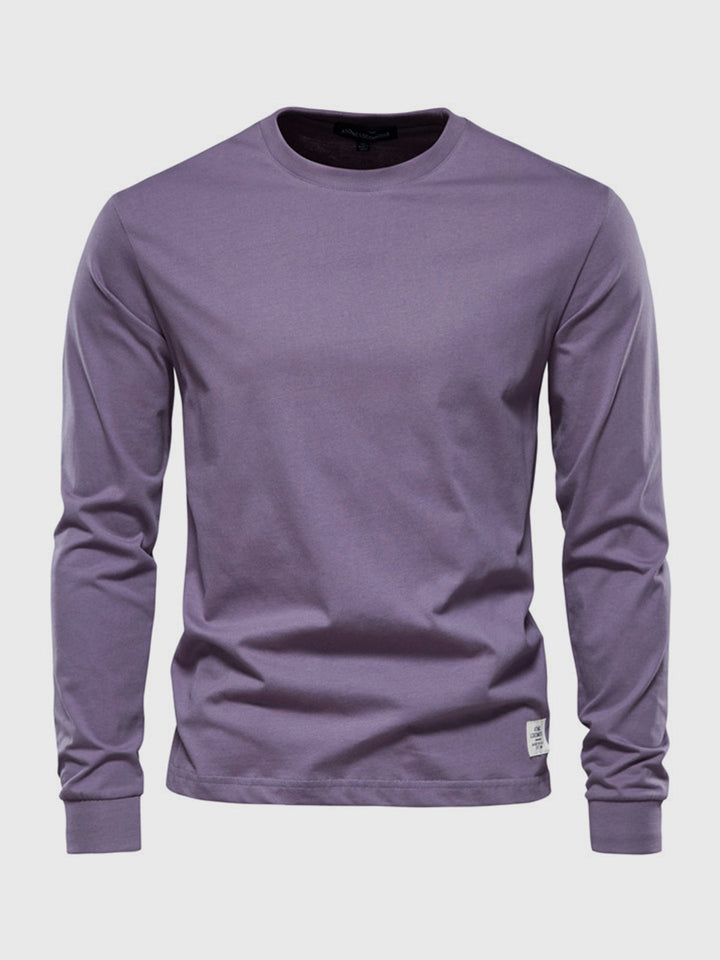Chemise homme coton manches longues col rond