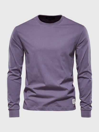 Chemise homme coton manches longues col rond