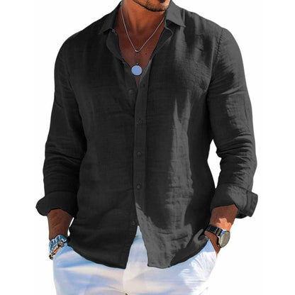 Chemise homme à manches longues décontractée boutonnée
