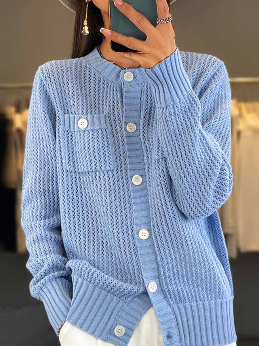 Cardigan douillet col rond en tricot pour femme