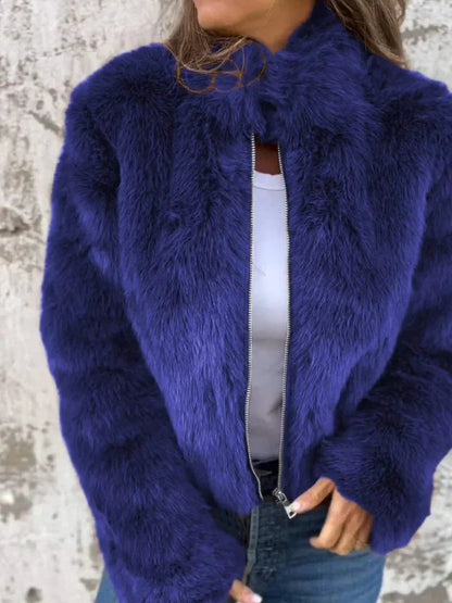 Manteau de fourrure élégant avec fermeture éclair design de luxe