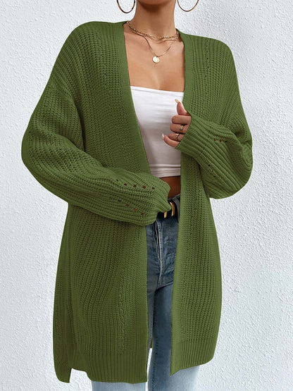 Cardigans douillets | Cardigan mi-long ample col V confortable