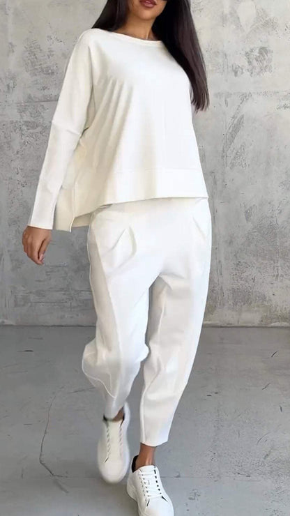 Ensemble de salon ample : Haut et pantalon oversize en maille douce