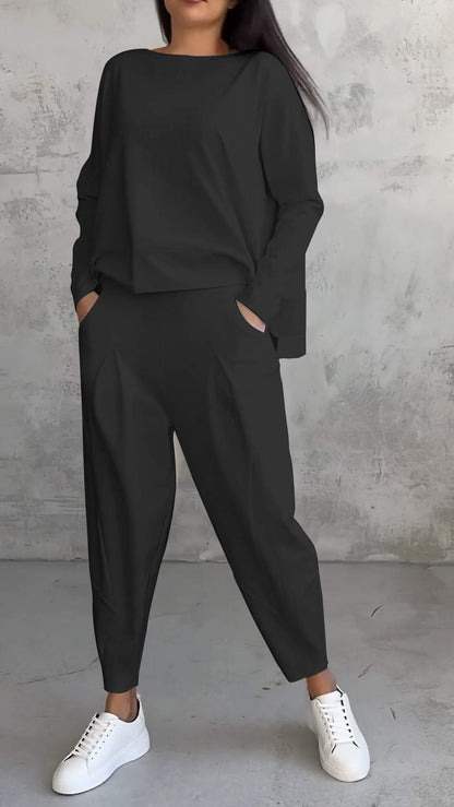 Ensemble de salon ample : Haut et pantalon oversize en maille douce