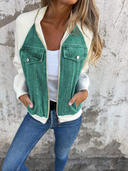 Veste YKK tendance col V décontracté