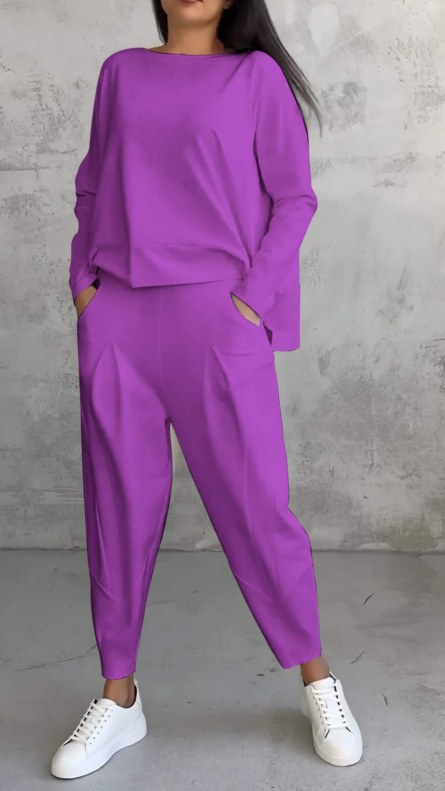Ensemble de salon ample : Haut et pantalon oversize en maille douce
