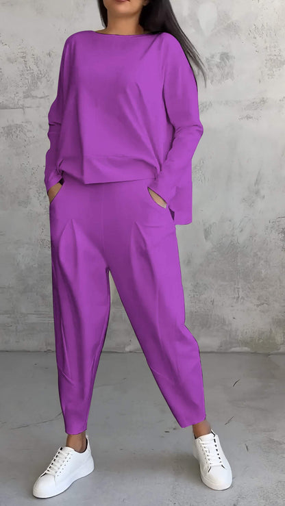 Ensemble de salon ample : Haut et pantalon oversize en maille douce