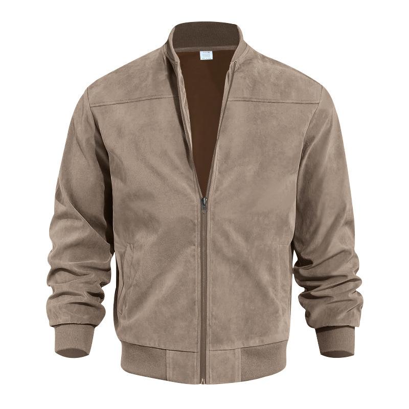 Blouson en cuir pour homme, mi-saison, col montant