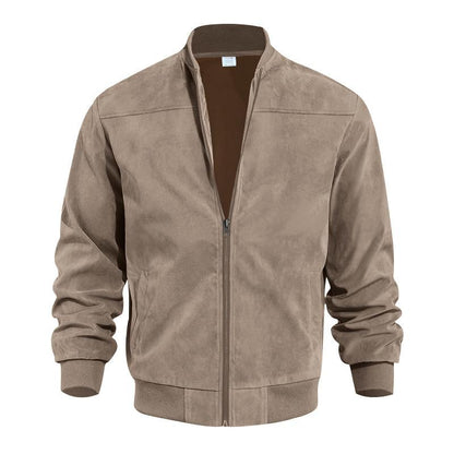 Blouson en cuir pour homme, mi-saison, col montant