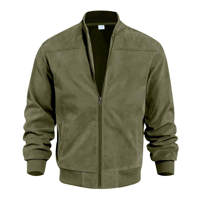 Blouson en cuir pour homme, mi-saison, col montant