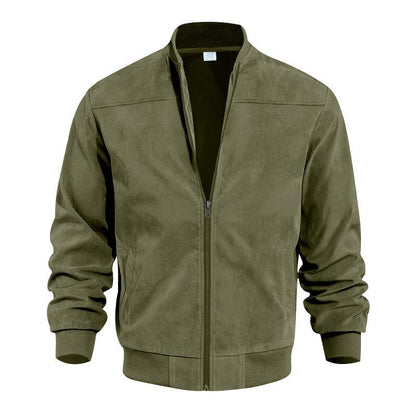 Blouson en cuir pour homme, mi-saison, col montant