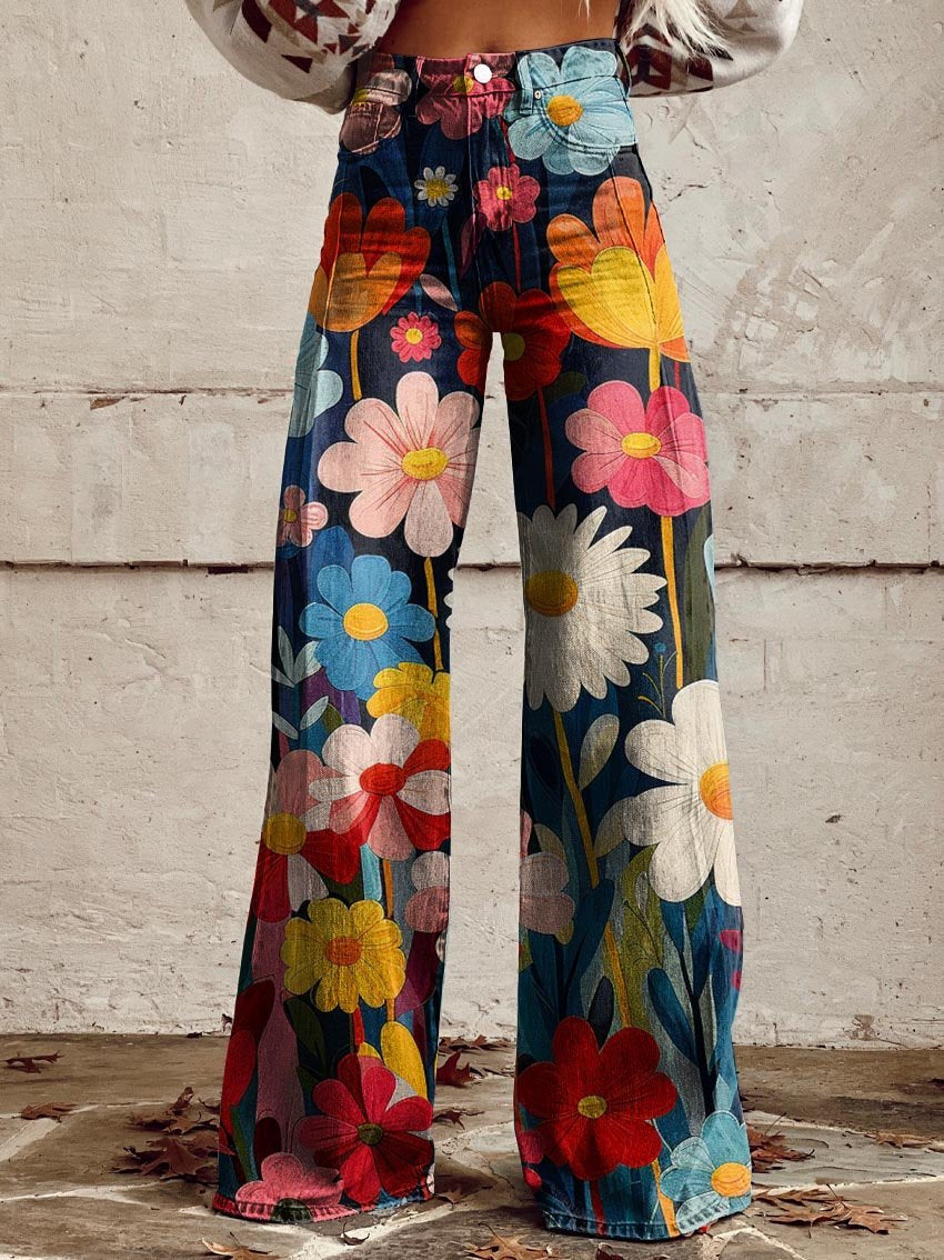 Blumenhose Weit Komfortabel Damen - IdealeKleiden