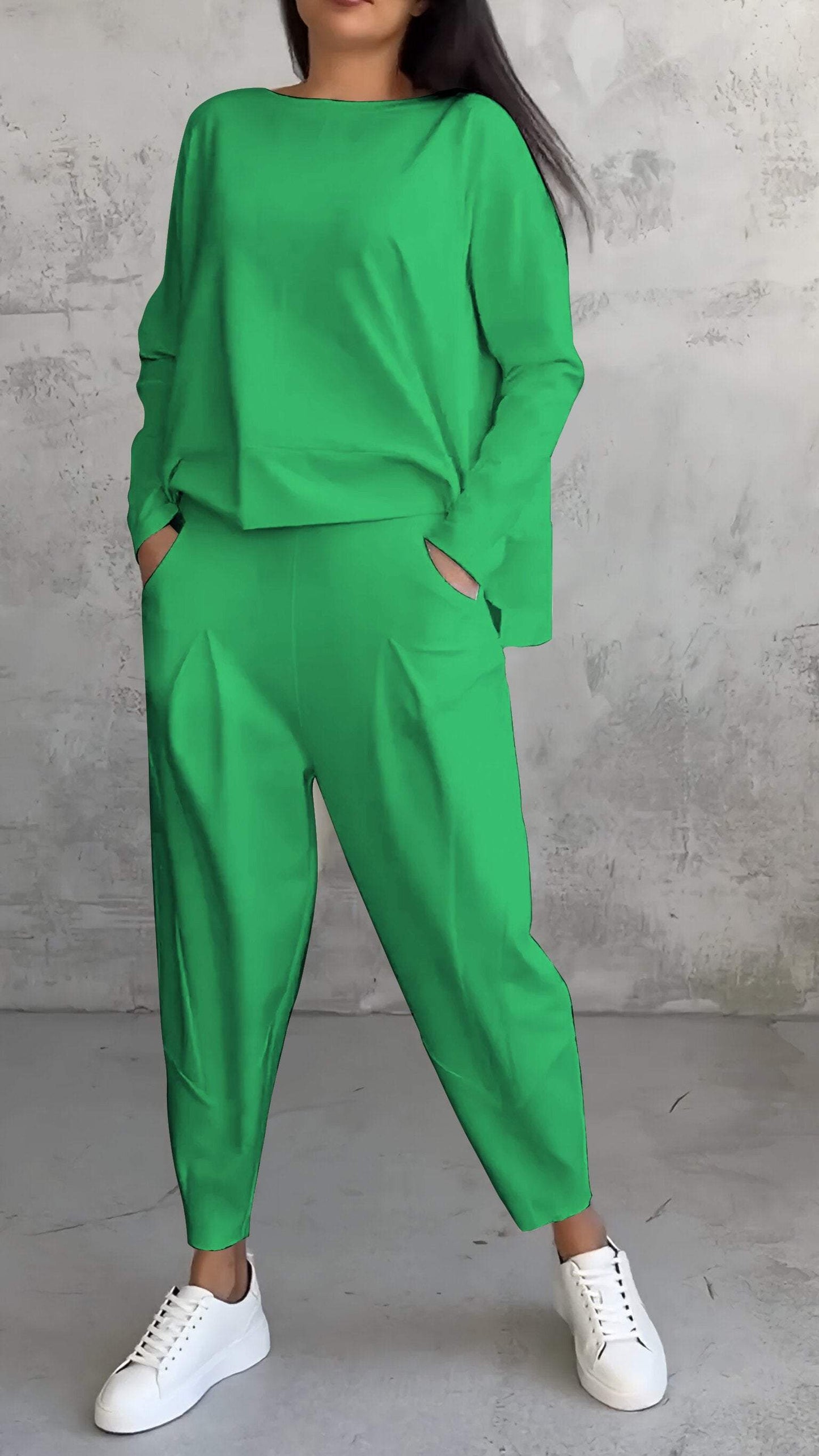 Ensemble de salon ample : Haut et pantalon oversize en maille douce