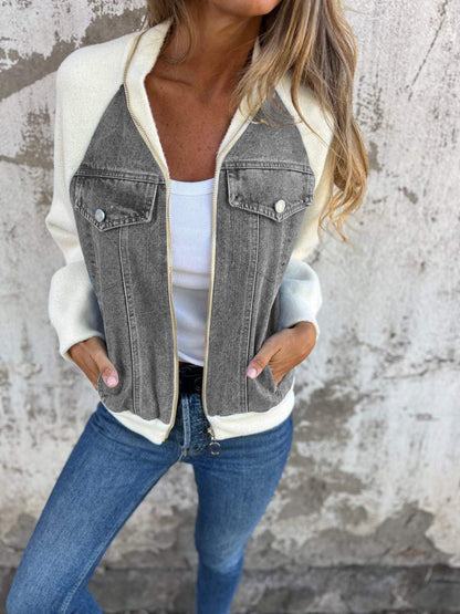 Veste YKK tendance col V décontracté