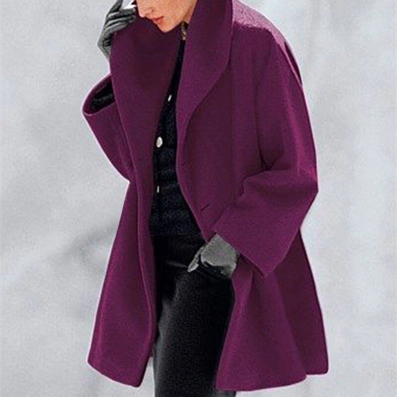 Manteau femme élégant en laine coupe ample