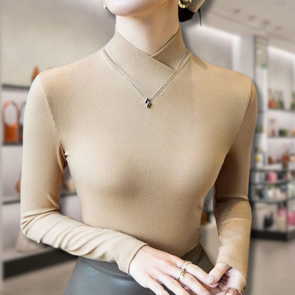 Pulls à col roulé doux en dentelle pour femmes
