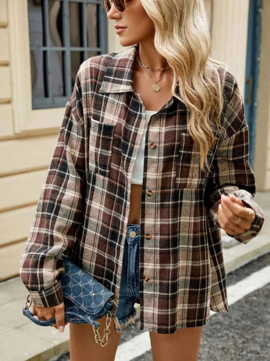 Chemisier chic à carreaux et à lacets pour femme