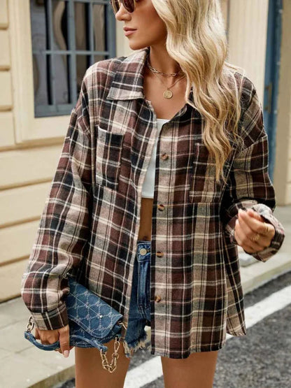 Chemisier chic à carreaux et à lacets pour femme