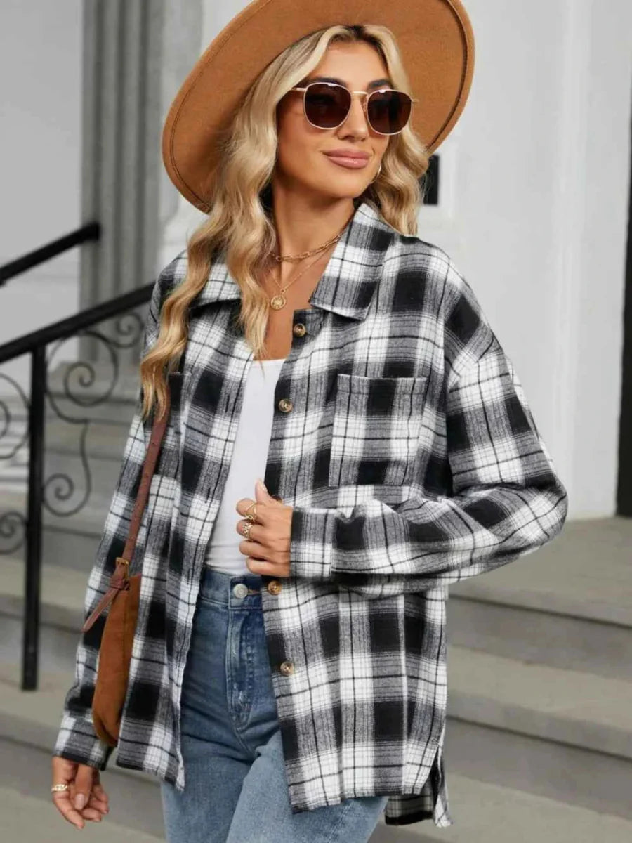 Chemisier chic à carreaux et à lacets pour femme