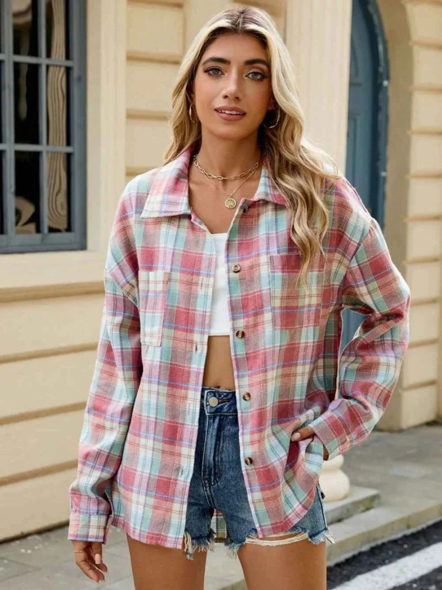 Chemisier chic à carreaux et à lacets pour femme