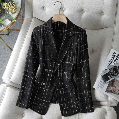 Blazer stylé à carreaux pour femme