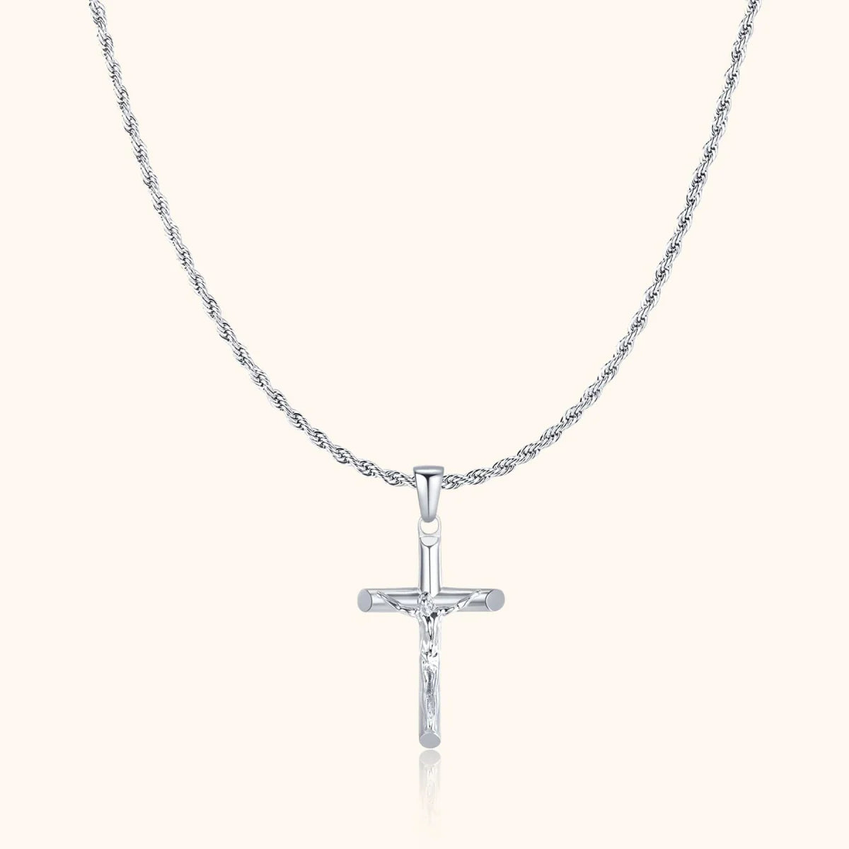 Collier pour hommes en acier inoxydable avec croix