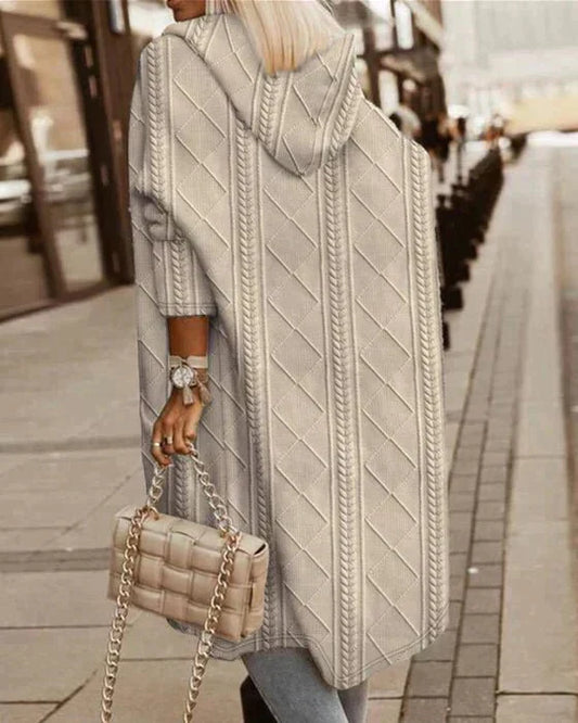 Langarm Cardigan Damen Kapuze Oversized - IdealeKleiden