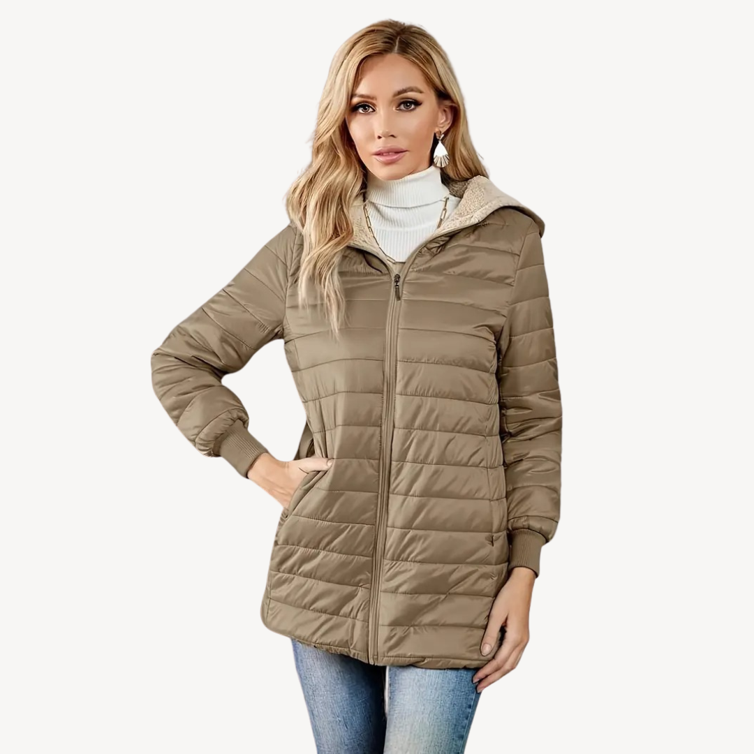 Doudoune femme avec doublure en fausse fourrure, chaude