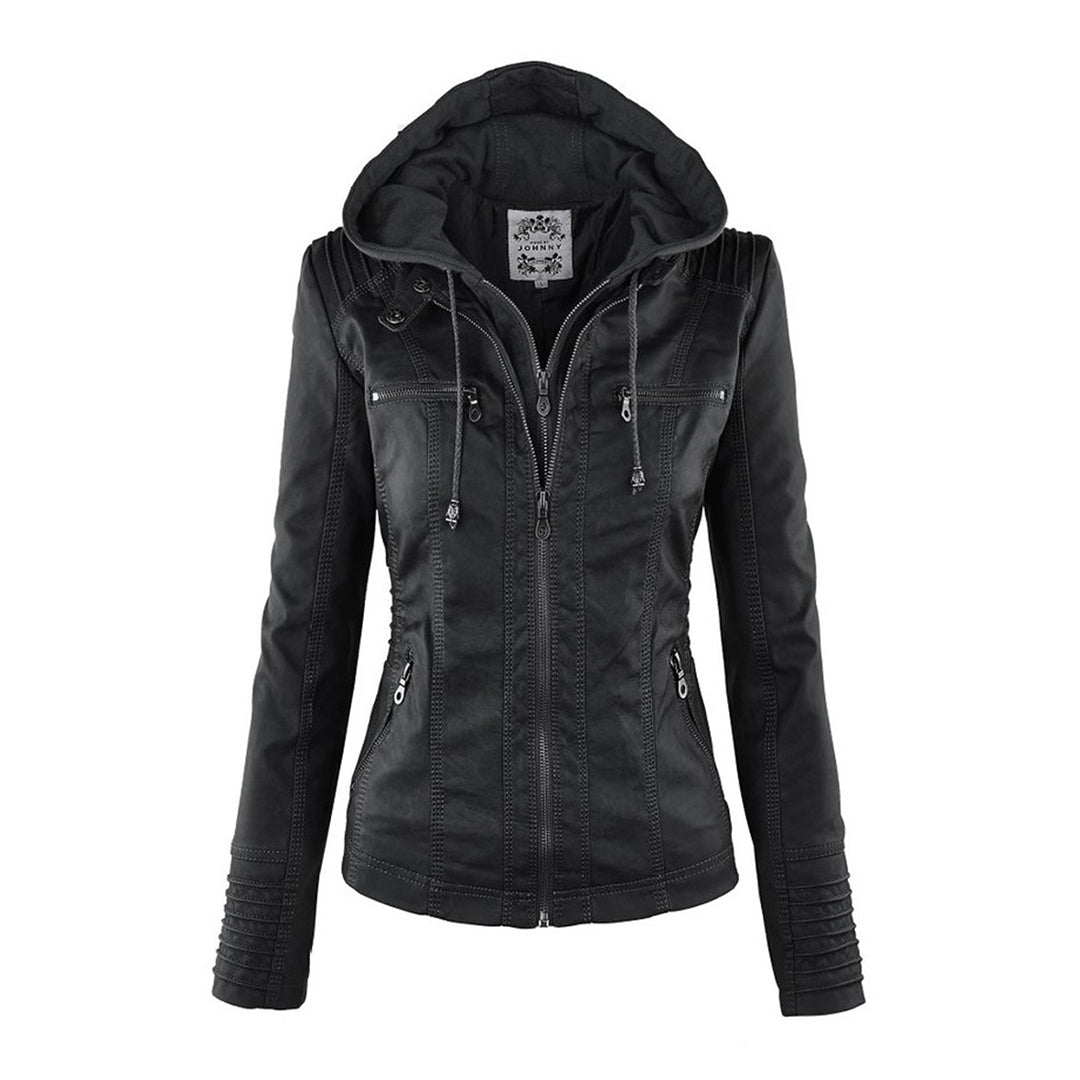 Blouson en cuir slim fit style motard pour femme