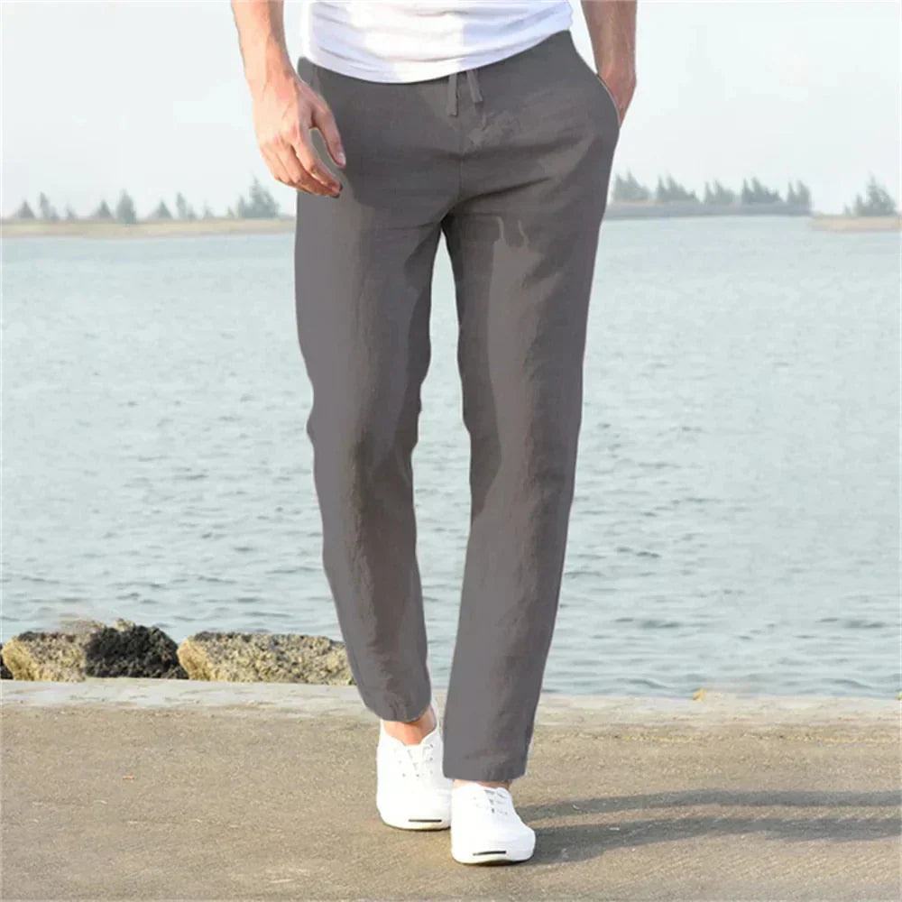 Pantalon en lin homme léger confortable été