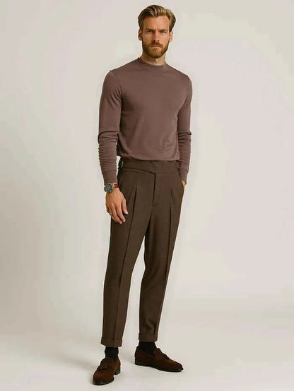 Pantalon en laine élégant pour homme avec plis
