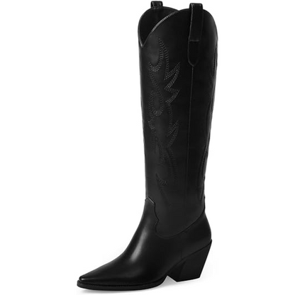 Bottes de cowboy stylées à talon bas aspect daim