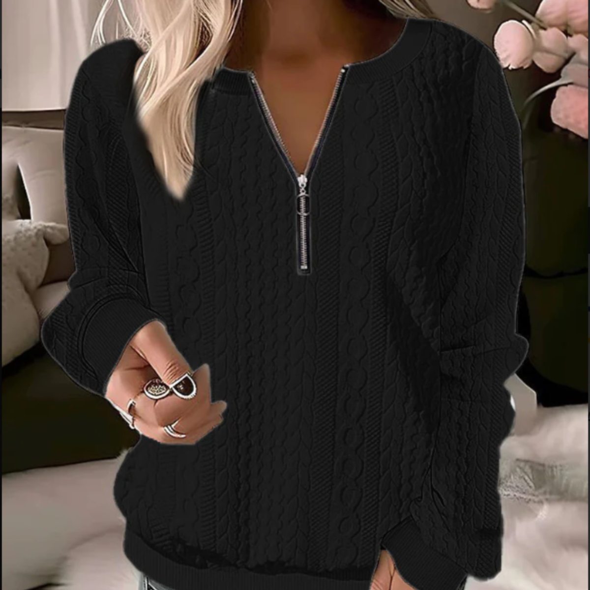 Chandails en tricot douillets à col rond pour femmes