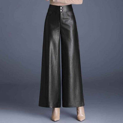 Imitation de pantalon en cuir noir élégant
