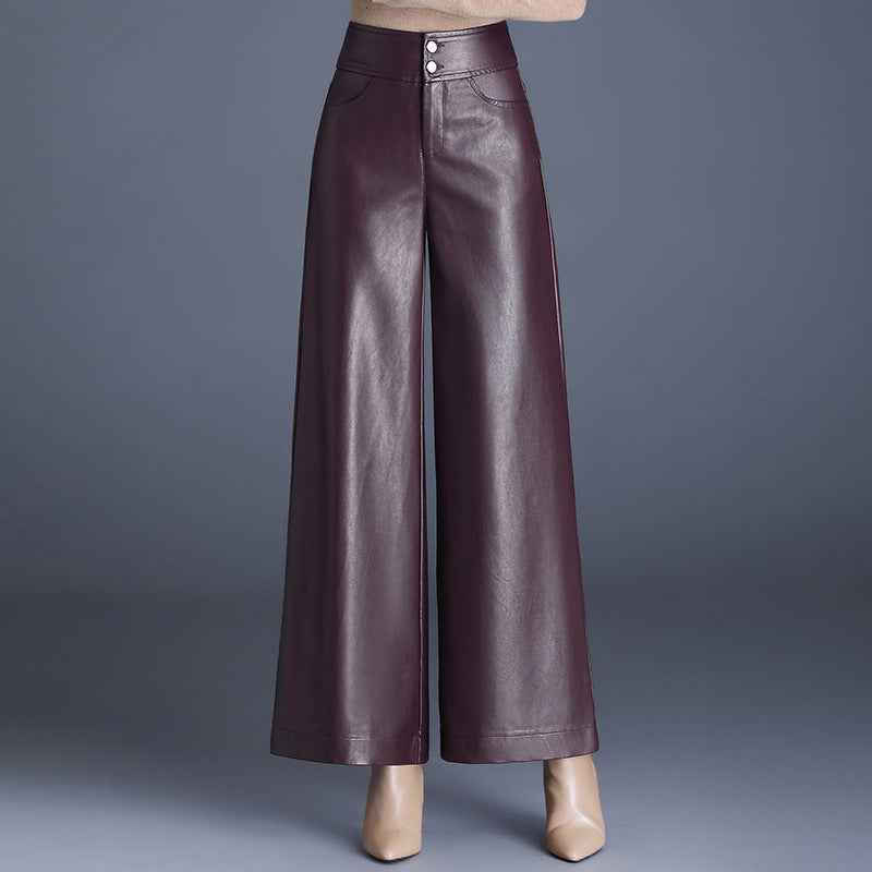 Imitation de pantalon en cuir noir élégant