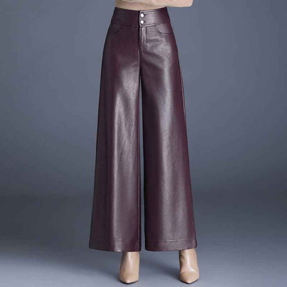 Imitation de pantalon en cuir noir élégant