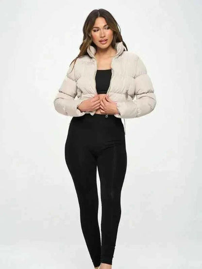 Courte veste d'hiver noire pour femme