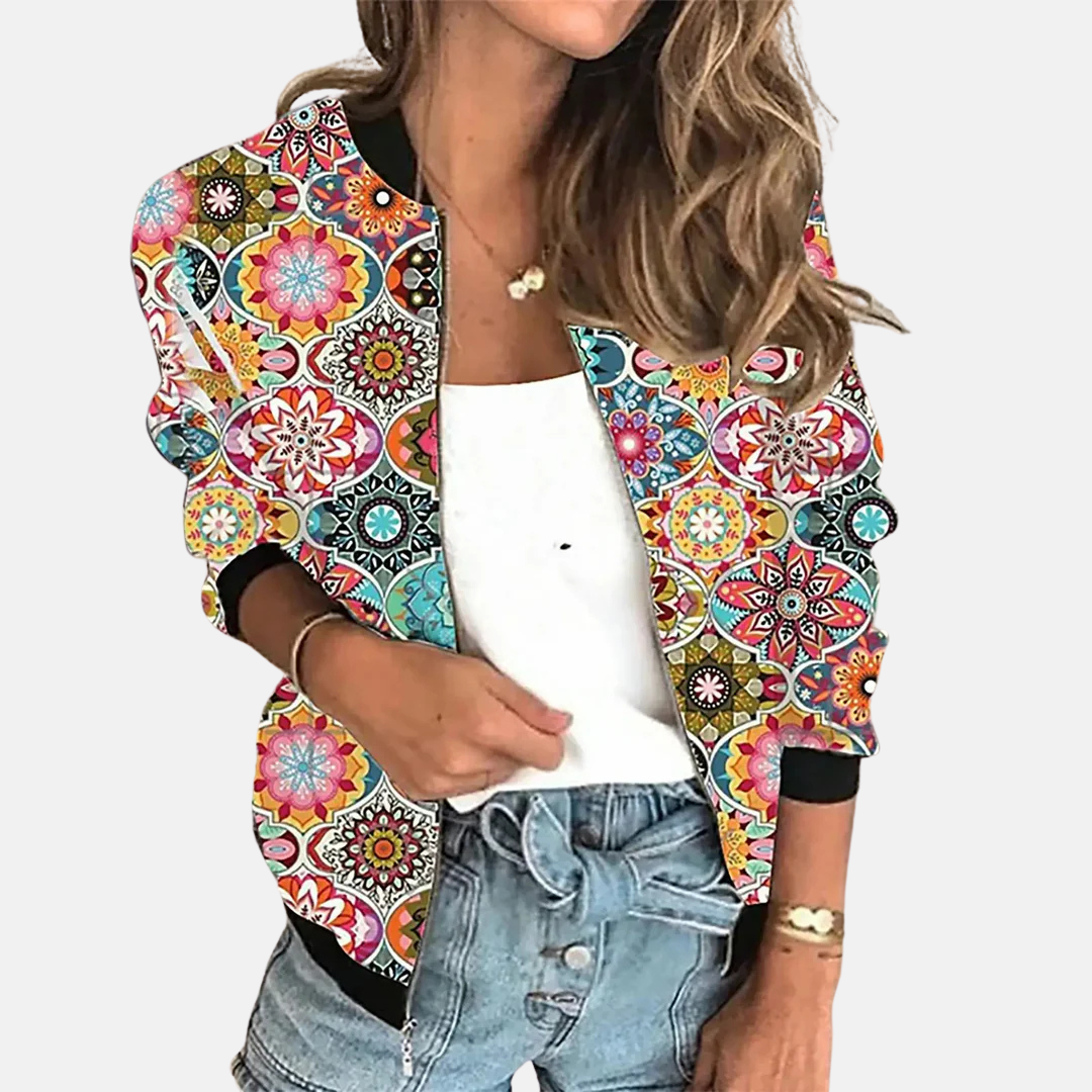 Blouson aviateur rétro pour femmes, motif tendance