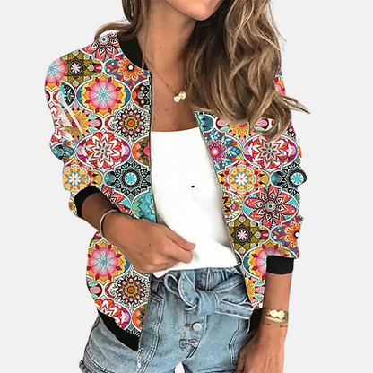 Blouson aviateur rétro pour femmes, motif tendance